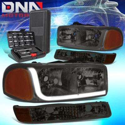 PARA 1999-2007 GMC SIERRA LED DRL BARRA L FAROS PARACHOQUES LÁMPARA + HERRAMIENTAS AHUMADO/ÁMBAR Foto 1 de 4