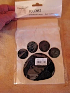 Black Dog PAWPRINT Nylon Gift Bag Pouch NEW 5" X 7.25" - Picture 1 of 2