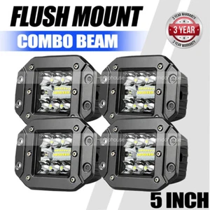4pcs 360W 5INCH Flush Mount LED Work Light Rear Bumper Reverse Pod 3-Row Driving - Picture 1 of 12