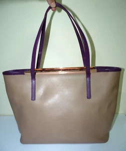 Ted Baker Tote Bag Two Tone Beige/Pink With Purple - Picture 1 of 18