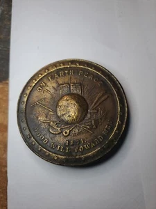 VINTAGE BELT BUCKLE BERGAMOT BRASS WORKS ON EARTH PEACE GOOD WILL TOWARD MEN - Picture 1 of 7