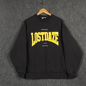 Lost Daze Mens Large Pullover Sweatshirt Black Fleece Crew Neck Spell Out Logo - Picture 1 of 12