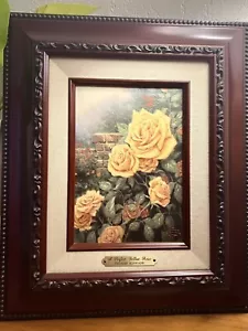 VINTAGE 2003 THOMAS KINKADE A “PERFECT YELLOW ROSE”CANVAS & MOULDED FRAME: - Picture 1 of 18