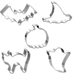 Halloween Cookie Cutters Set Large - Witch's Hat Pumpkin Ghost Bat and Cat Cu... - Picture 1 of 5