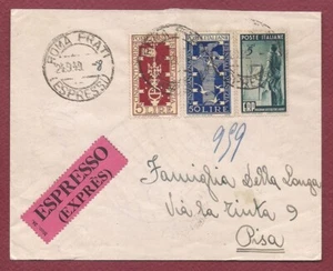 1949 Gemini Biennale Erp L.5 + L.50 Postal History Express Envelope - Picture 1 of 2
