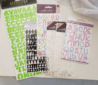 Lot of Alphabet Stickers Various Sizes and Types New Bling Bright Colors - Image 1 of 4