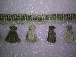 6 yards TASSEL FRINGE 3"-LIGHT GREEN/DARK GREEN -Upholstery Drapery Fabric Trim - Picture 1 of 1