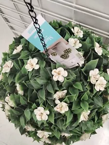 Martha Stewart LARGE 16" TOPIARY HANGING PLANT BALL Gardenia Ivory Circm 53" NEW - Picture 1 of 23