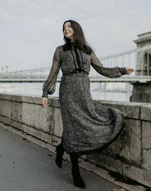 ZARA black Printed High Collar Paisley 
