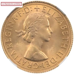 Great Britain 1963 Elizabeth II 1 Sovereign Gold Coin NGC MS64 St. George Slayin - Picture 1 of 4