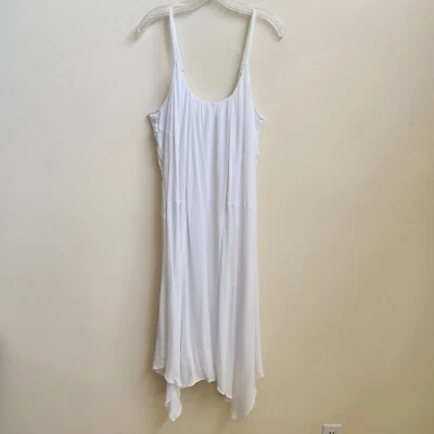 Vestido Catálogo Sundance Para Mujer M Blanco Sin Mangas Midi Vestido sin Mangas Volantes Boho Foto 1 de 4