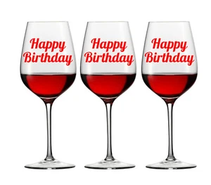 6 X CALCOMANÍA COPA DE VINO FELIZ CUMPLEAÑOS LOGO VENTANA otros colores disponibles - Imagen 1 de 5