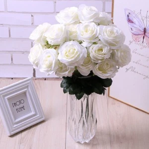 10 Cabezas Seda Rosa Artificial Flores Racimo Ramo Boda Fiesta Mesa Decoración - Imagen 1 de 24
