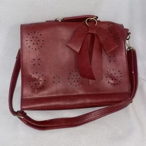 Ecosusi Vegan Leather Briefcase Padded Laptop Messenger purse Bag Red Office - Picture 1 of 15