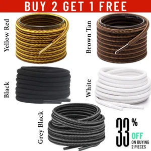 Shoe Laces Round Hiking Walking Shoelaces Work Strong Trainers Boots 6 Colors - Picture 1 of 39