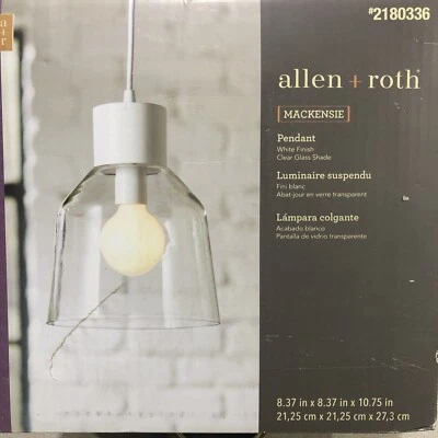 Mini lámpara colgante Allen + Roth Mackensie tarro de vidrio transparente francés blanco Foto 1 de 3