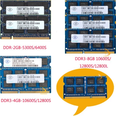 LOT Nanya 8GB 4GB 2GB DDR3/DDR2 12800L 10600S 6400S 5300S Laptop Memory RAM 2RX8 - Image 1 of 4