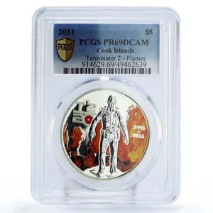 Cook Islands 5 dollars Terminator 2 In Flames Cinema PR69 PCGS silver coin 2011 - Picture 1 of 2