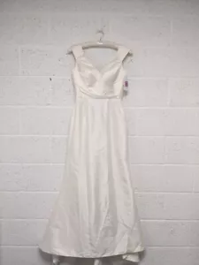 Justin Alexander Wedding Dress V-Neck Full Length Gown Natural Cream 12 - New - Picture 1 of 11