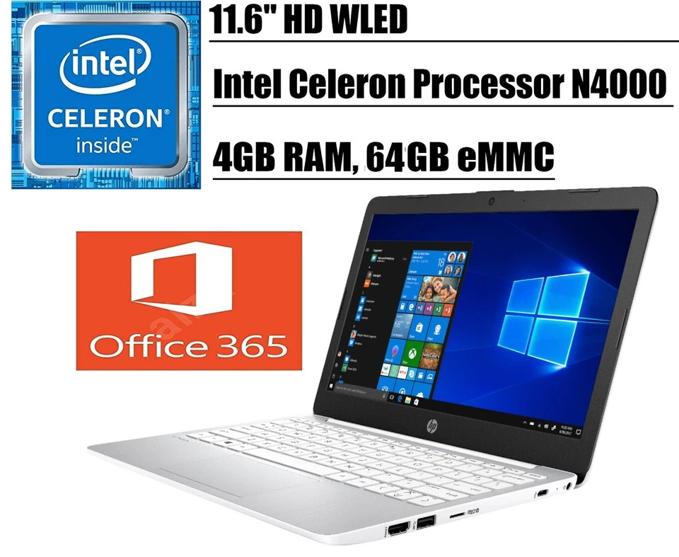 🔥NEW HP Stream 11.6" HD Intel Celeron N4000/4GB/64GB eMMC+1 Yr MS Office 365🔥 - Image 1 of 3