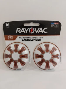 1 Rayovac 16 Pack Hearing Aid Batteries - Size 312 EXP Dec. 2023 Mercury Free Uh - Picture 1 of 3