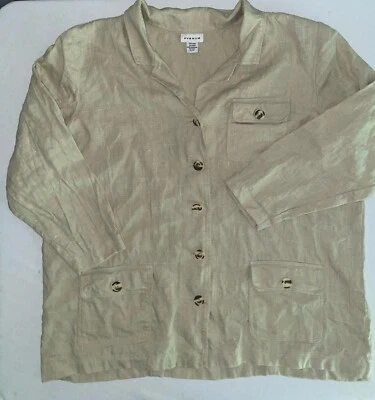 Chaqueta beige para mujer talla grande informal plus blazer 22/24 azul marino lino mezcla cáñamo Foto 1 de 4