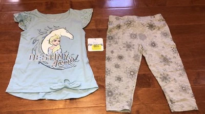 Frozen Elsa Destiny Awaits 衬衫上衣和卡普里紧身裤套装全新 5 码 — 第 1/4 张图片