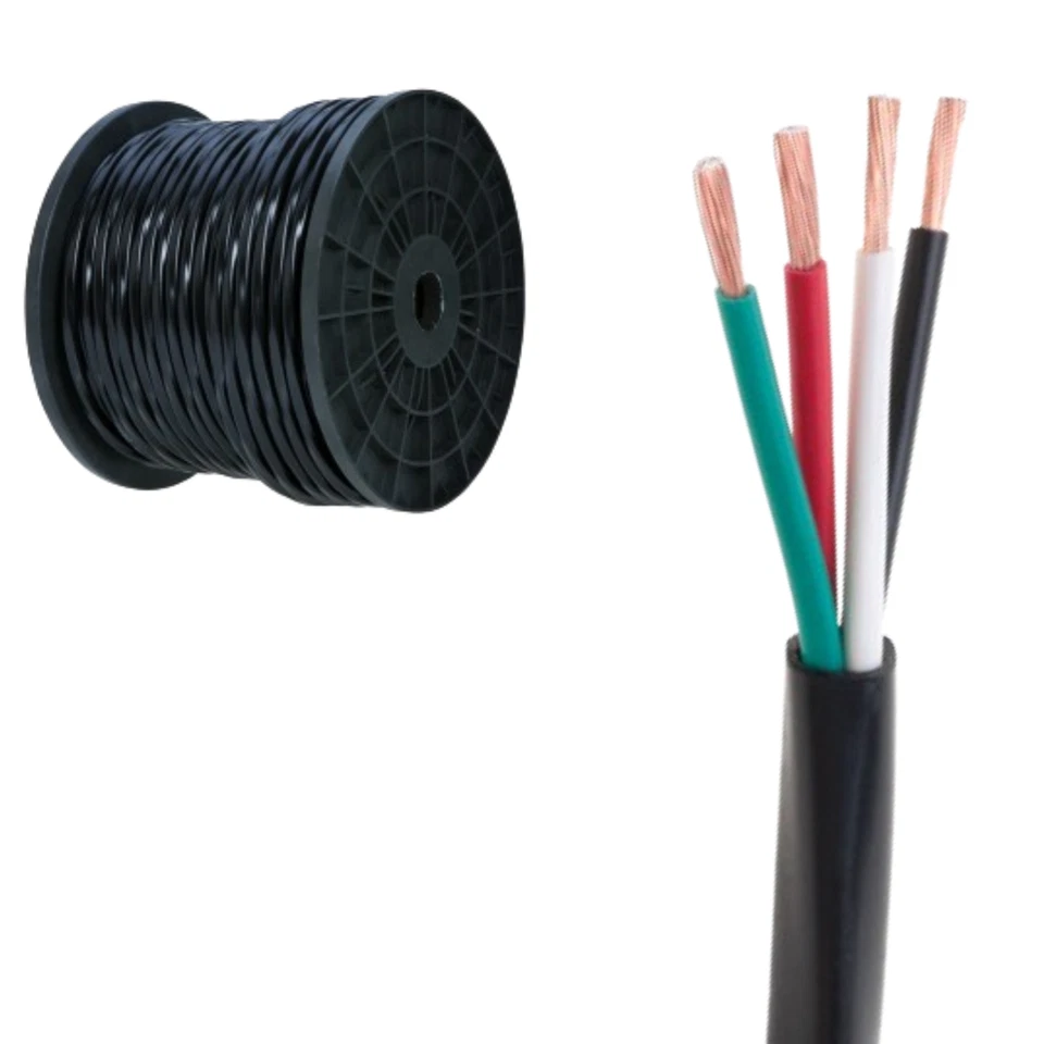 16/4 In-Wall Outdoor Burial UV CL2 Speaker Wire 16 AWG Cable Black 250ft 500ft - Image 1 of 1