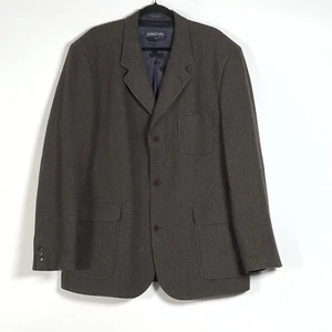 Structure Grid Sport Jacket Mens Sz 46 Brown Wool Blend 3 Button Blazer - Picture 1 of 16