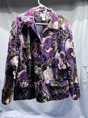 Chico's Blazer Jacket Women's XL 3 Multicolor Floral Sequined Button Front - Image 1 of 4