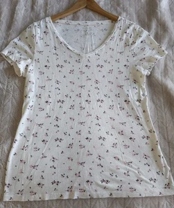 Camiseta Sonoma Mujer Pequeña The Everyday Marfil Gris Crema Rosa Floral 100% Algodón - Imagen 1 de 11