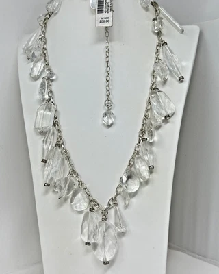 "Collar de acrílico transparente con cuentas 34""-39"" nuevo con etiquetas Casa Blanca mercado negro" Foto 1 de 4