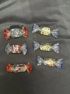 Hand Blown Glass Candy Pieces Murano Style / Vintage / Lot Of 6 - Picture 1 of 4