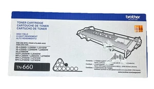 Cartucho de tóner negro de alto rendimiento Brother TN-660 FABRICANTE DE EQUIPOS ORIGINALES 2600 páginas de rendimiento - Imagen 1 de 5