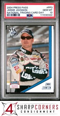 2004 PRESS PASS NATIONAL TRADING CARD DAY #PP3 JIMMIE JOHNSON HOF POP 2 PSA 10 - Image 1 of 2