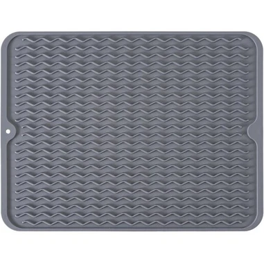Alfombrilla de silicona para secado de platos, antideslizante fácil limpieza alfombrilla de fregadero plato grande resistente al calor Foto 1 de 4