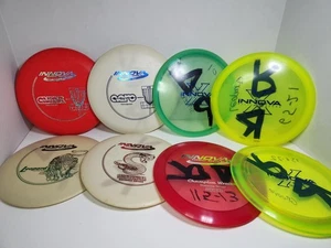 Disc Golf Lot: 8 Used Innova With PDGA Bag And Paper Shot Guide - Free Shipping - Picture 1 of 13