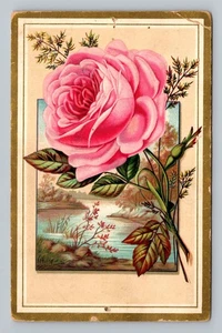 Trade Card Magic Yeast Cakes Vintage Ad E.W. Gillett Chicago IL Pink Rose - Picture 1 of 3