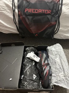 Size UK 9 - Predator Elite Fold Over Tongue FG - Core Black/Grey Four/Lucid Red - Picture 1 of 10