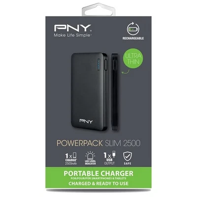 Cargador Portátil PNY PowerPack Slim 2500 - Recargable Ultra Delgado Foto 1 de 4