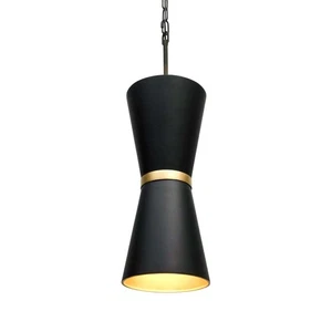 Varaluz 390P02 Mad Hatter 2 Light 8"W Mini Pendant - Matte Black / French Gold - Picture 1 of 7