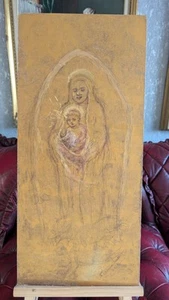 Virgin Mary Holding Jesus Original Artwork By Patricia Arnett b. 1923 Oils - Picture 1 of 9