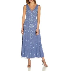 Adrianna Papell Damen Abendkleid mit Paillettenverzierung Französisch Blau Größe 16 - Bild 1 von 3