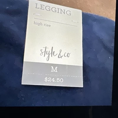 Leggings Style & Co para mujer azul marino tiro alto medianos Foto 1 de 3