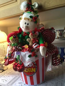 Deko Weihnachten Plüsch Elf Popcorn Eimer Lebkuchen n. Tilda Art Landhaus NEU - Bild 1 von 9