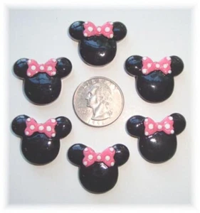 6 PIEZAS ARCO ROSA MÁGICO MICKEY MINNIE RESINA PLANA PARA ARCO DE PELO OH MY GOSH GOLOSINAS - Imagen 1 de 1