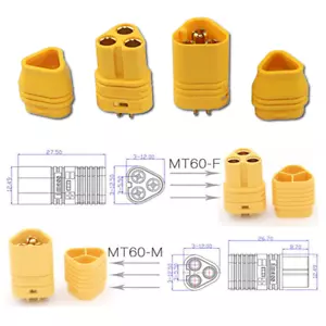 3 Paar MT60 Amass 3Pin Goldstecker Stecker Multirotor Brushless Motor Regler 60A - Bild 1 von 16
