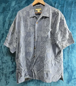Jamaica Jaxx Shirt Mens XXL Blue Tribal Silk Hawaiian Short Sleeve Button Up - Picture 1 of 7