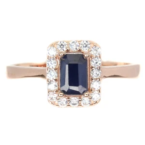 925 Sterling Silver Diffused Octagon Blue Sapphire 6x4mm Simulated Cz Ring Sz 8 - Picture 1 of 10