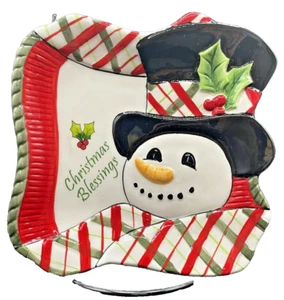 Fitz & Floyd Southern Christmas "Christmas Blessings" Snowman Trinket Candy Dish - Picture 1 of 11